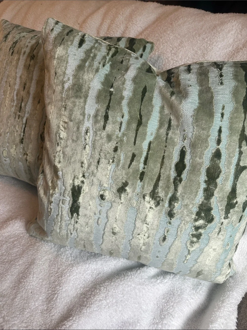 Luxury Textured Decorative Throw Pillow - Sage Green covers only